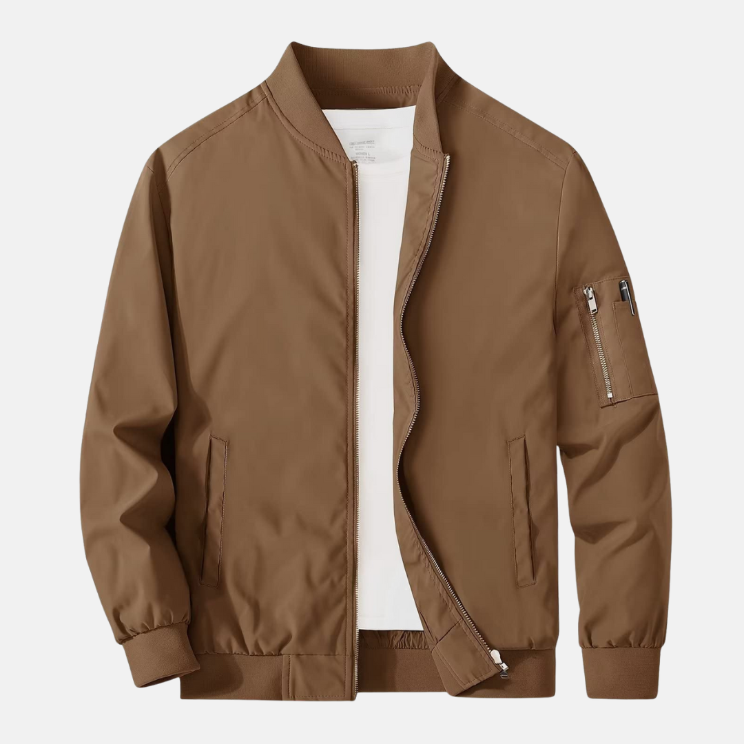 Theodore Bomber Jacket | Relaxed Fit Ribbed Collar Jacket