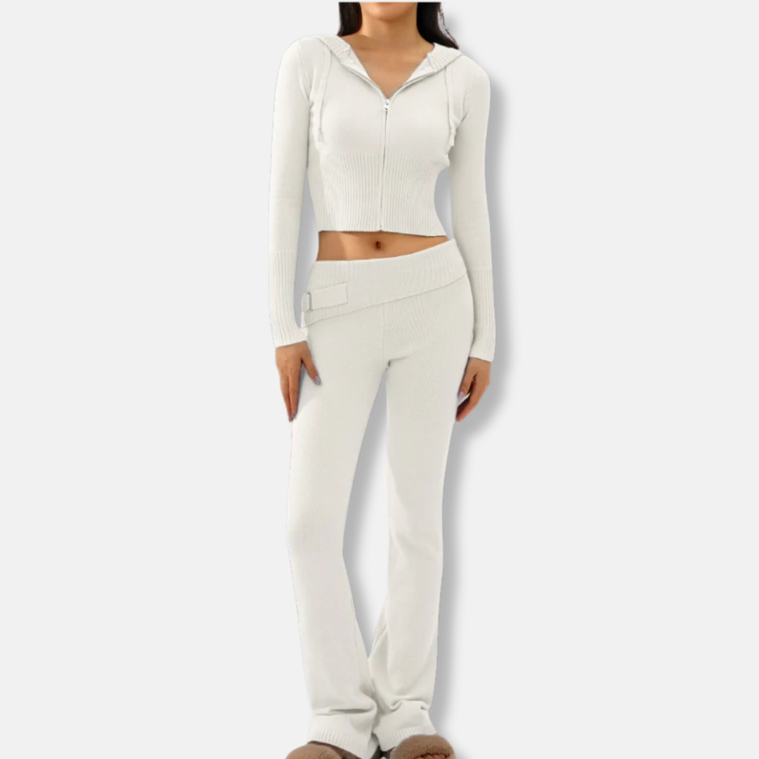 Amelia Two-Piece Set | Slim Fit Cropped Jacket And Bootcut Pants