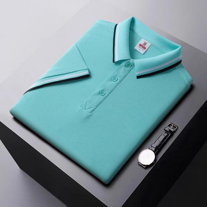 Men’s Polo Shirt – Regular Fit – Breathable Blend – Striped Collar Casual Style