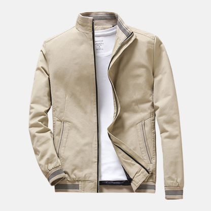 Men’s Casual Jacket – Slim Fit – Lightweight – Woven Fabric – Stand Collar – Zipper Pockets