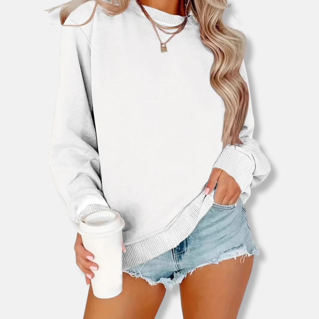 Women’s Crewneck Sweatshirt – Relaxed Fit – Soft Knit – Long Sleeve – Ribbed Trim