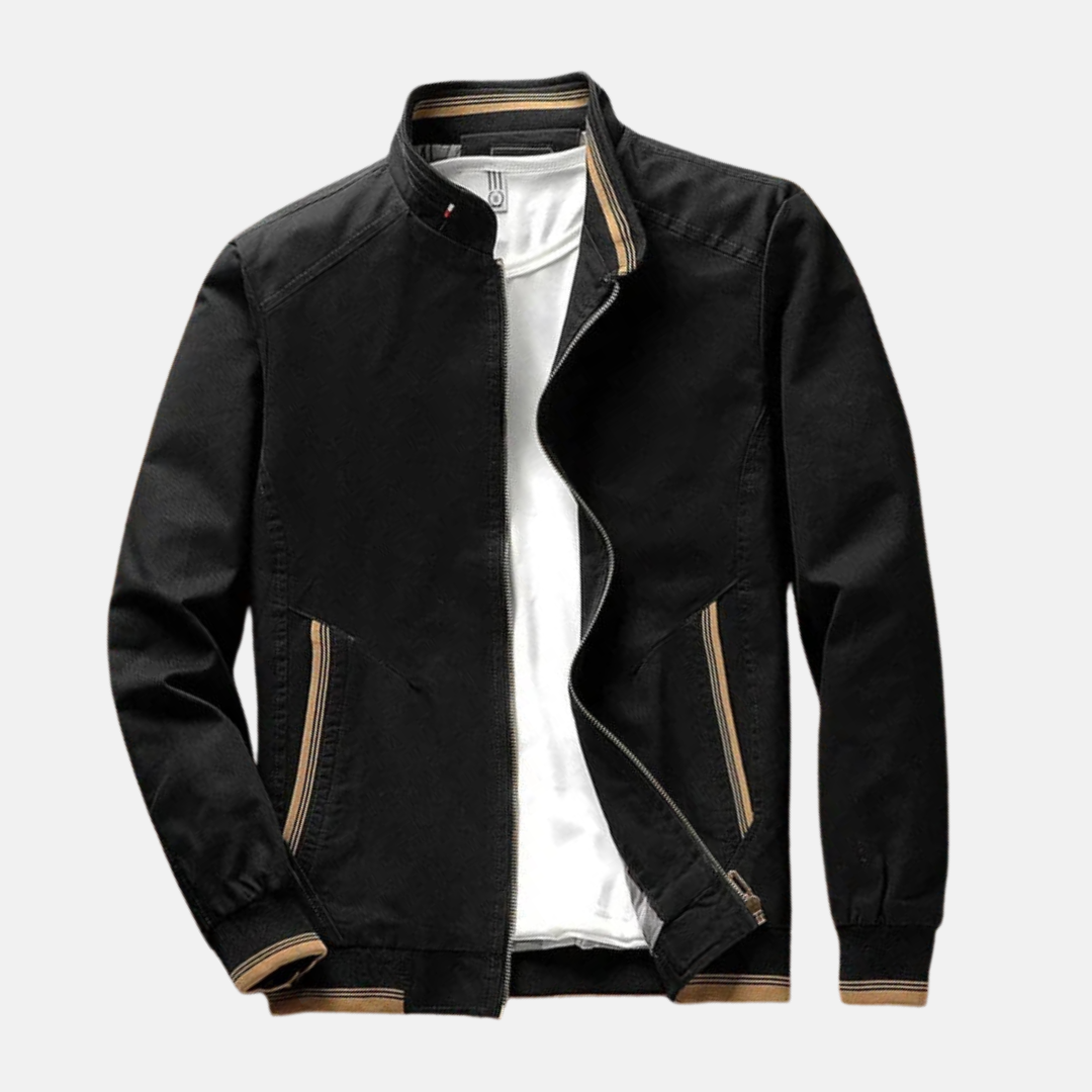 Men’s Bomber Jacket – Structured Fit – Zipper Front – Ribbed Hem & Cuffs