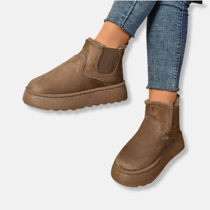 Isla Chunky Platform Chelsea Boots | Elastic Gussets Fleece Lined Boots