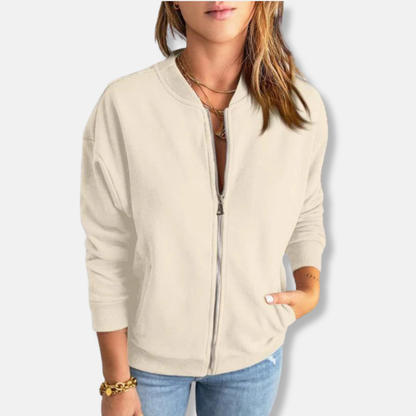 Women’s Jacket – Relaxed Fit – Zip Front – Ribbed Hem and Cuffs