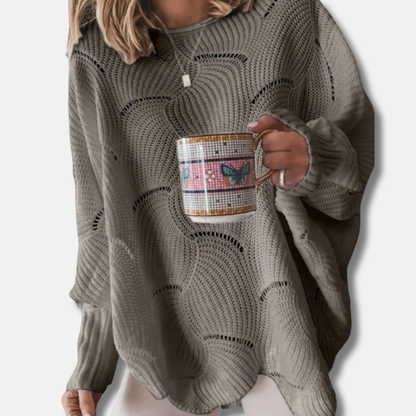 Grace Cotton Blend Oversized Pullover Sweater | Crewneck Tunic Sweater
