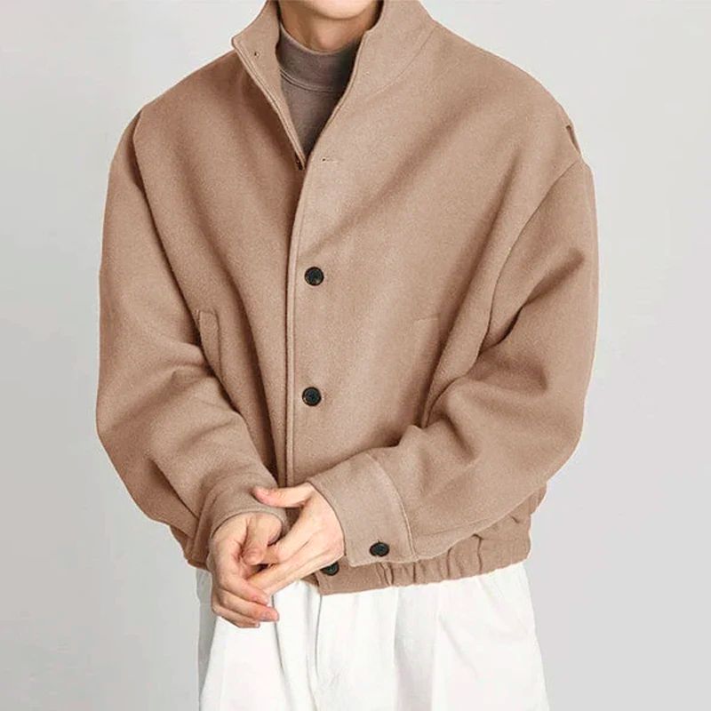 Men’s Jacket – Relaxed Fit – High Collar – Button Front