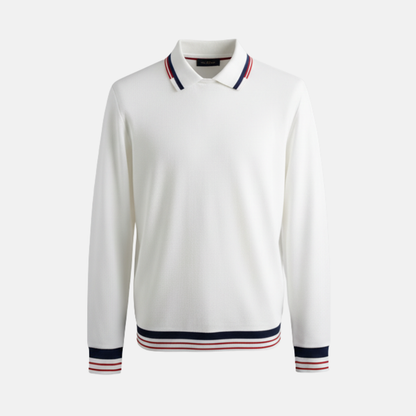 Men’s Sweatshirt – Slim Fit – Waffle Texture – Ribbed Collar – Striped Detail