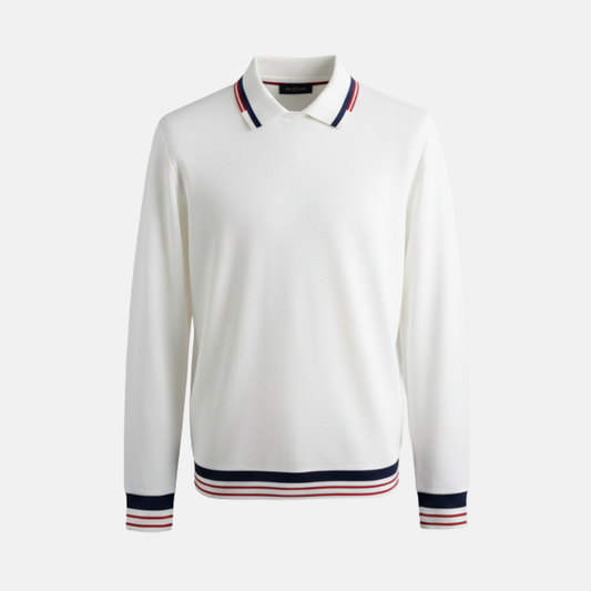 Men’s Sweatshirt – Slim Fit – Waffle Texture – Ribbed Collar – Striped Detail