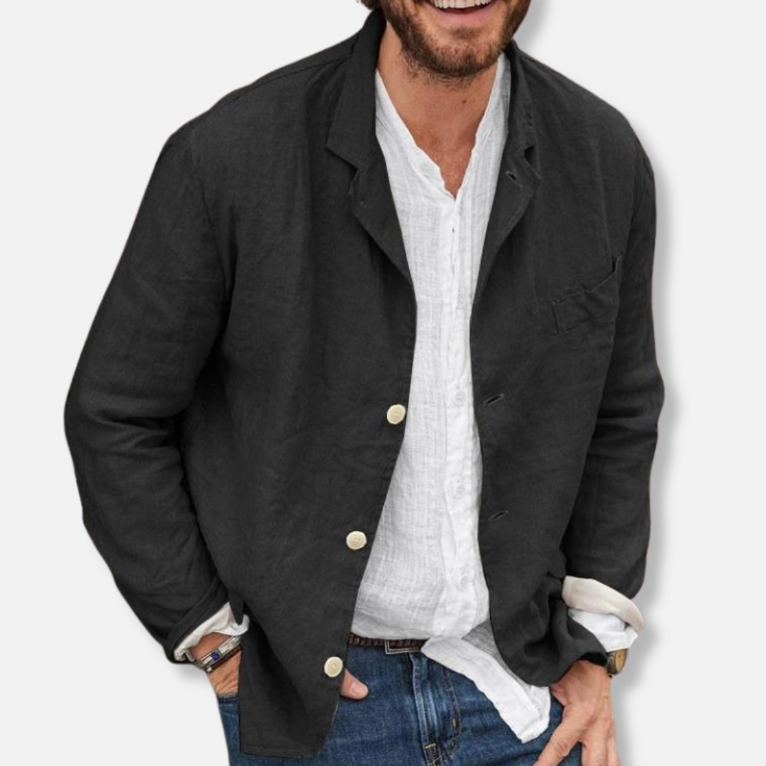 Theodore Relaxed Fit Blazer | Button Front Hip-Length Blazer