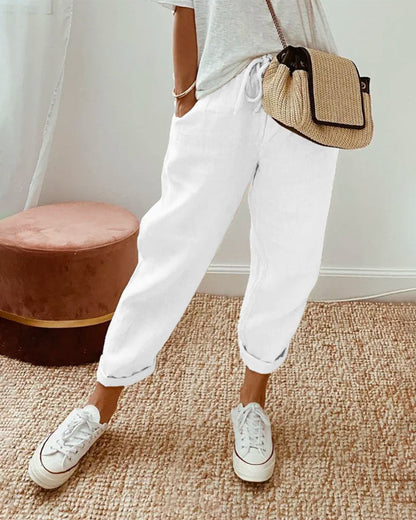 Women’s Full-Length Pants – Relaxed Fit – Breathable Fabric – Drawstring Waistband