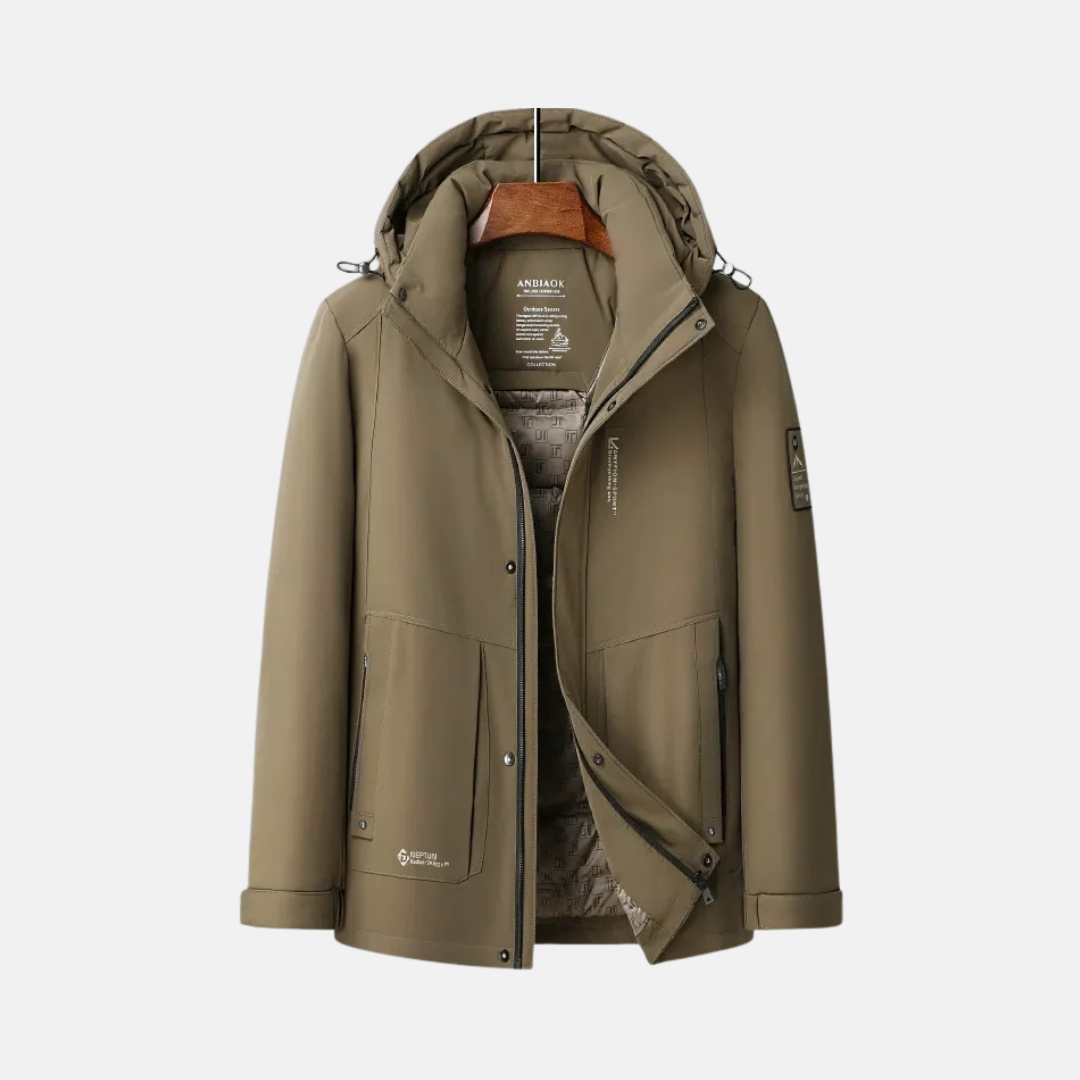 Arthur Hooded Down Jacket | Quilted Lining Pockets Down Jacket