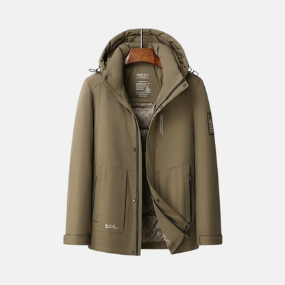 Arthur Hooded Down Jacket | Quilted Lining Pockets Down Jacket