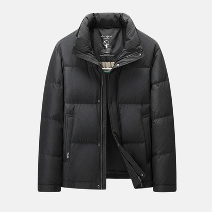 Theodore Quilted Down Jacket | Stand Collar Relaxed Fit Jacket
