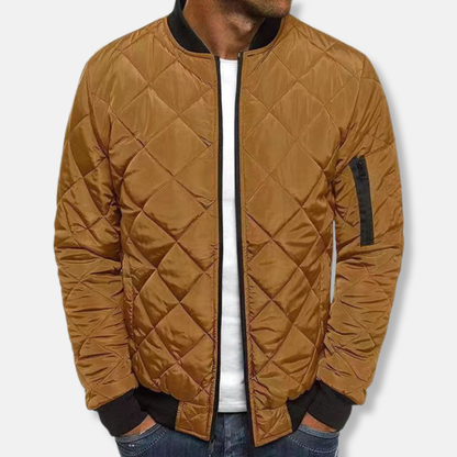 Oscar Regular Fit Quilted Jacket | Banded Collar Zip Pocket Quilted Jacket