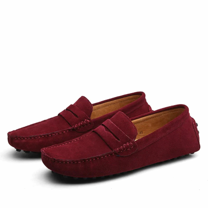 Men’s Loafers – Suede Look – Penny Strap – Slip-On – Low Profile Casual Fit