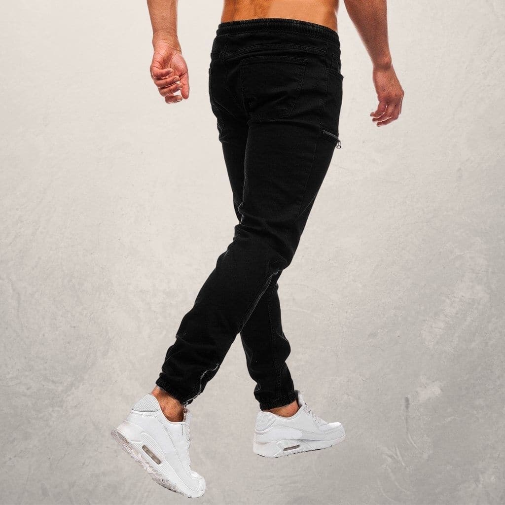 Men’s Jogger Jeans – Slim Fit – Stretch Denim – Elastic Waist – Zipper Pockets