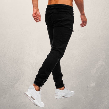 Men’s Jogger Jeans – Slim Fit – Stretch Denim – Elastic Waist – Zipper Pockets