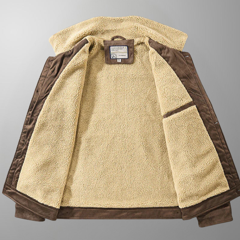 Harry Sherpa Jacket | Button Front Collared Hip-Length Sherpa Jacket