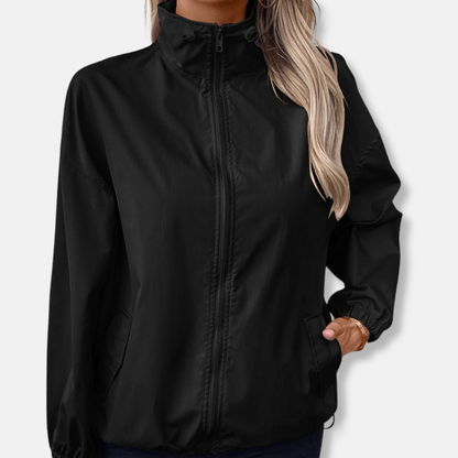 Women’s Jacket – Relaxed Fit – Windproof Water-Resistant – Zipper Front with Pockets