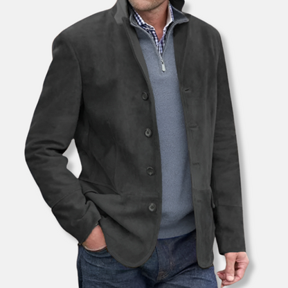 Men’s Jacket – Regular Fit – Soft Textured Finish – Stand Collar – Front Pockets