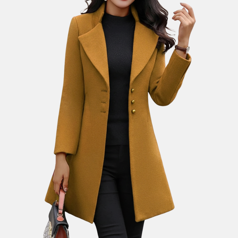 Charlotte Wool Tailored Coat | Notched Lapel Slim Fit Coat