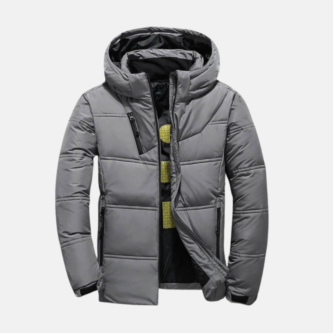 Theodore Quilted Down Jacket | Hooded Full Zip Down Jacket