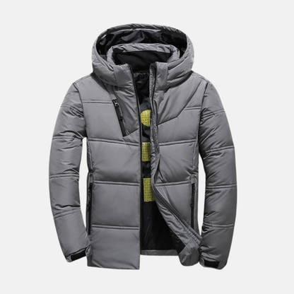 Theodore Quilted Down Jacket | Hooded Full Zip Down Jacket