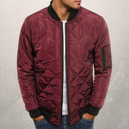 Men’s Bomber Jacket – Quilted Design – Wind Resistant – Zipper Closure – Ribbed Trim