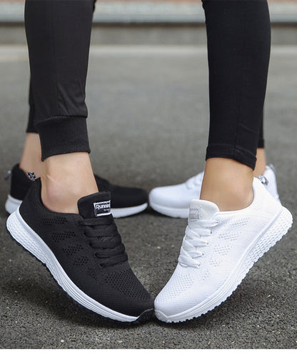 Women’s Sneakers – Breathable Mesh – Snug Fit – Lace-Up Low-Top – Casual Athletic Style