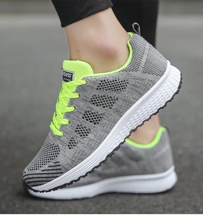 Women’s Sneakers – Breathable Mesh – Snug Fit – Lace-Up Low-Top – Casual Athletic Style