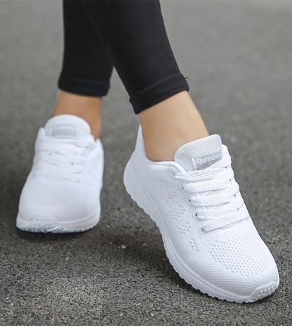 Women’s Sneakers – Breathable Mesh – Snug Fit – Lace-Up Low-Top – Casual Athletic Style