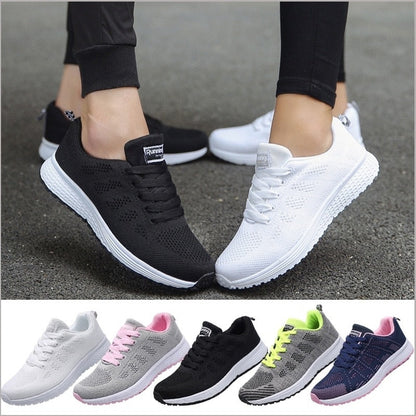 Women’s Sneakers – Breathable Mesh – Snug Fit – Lace-Up Low-Top – Casual Athletic Style