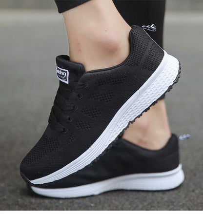 Women’s Sneakers – Breathable Mesh – Snug Fit – Lace-Up Low-Top – Casual Athletic Style