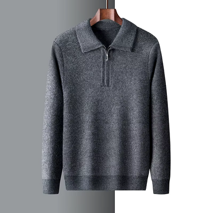 Men’s Quarter-Zip Sweater – Regular Fit – Soft Knit – Ribbed Trim – Relaxed Collar