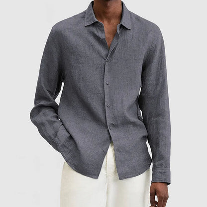 Men’s Button-Up Shirt – Relaxed Fit – Long Sleeve – Breathable Natural Fibers