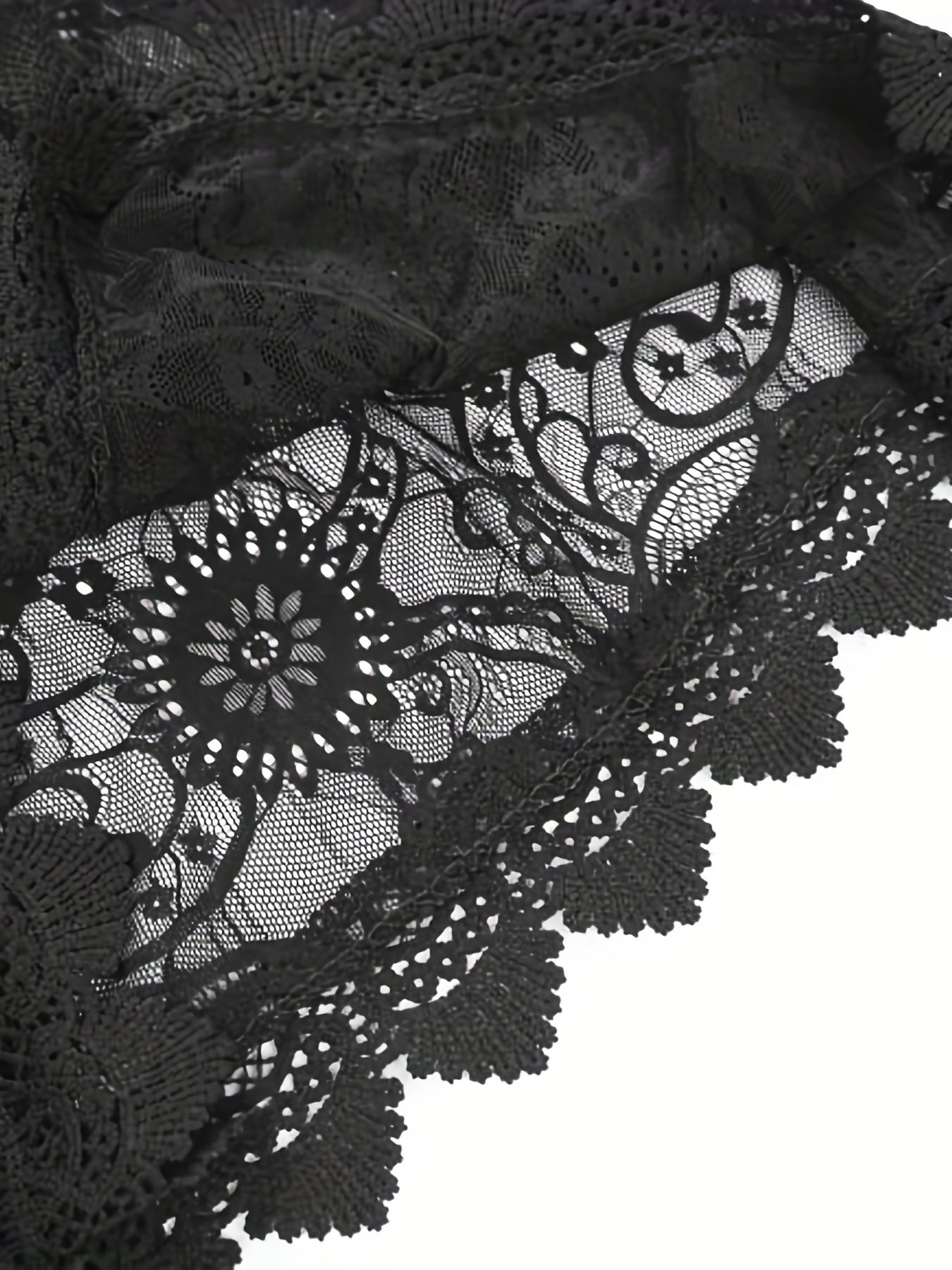 Women's Lace Cover-Up Dress - Sheer Floral Pattern - V-Neck - Long Bell Sleeves