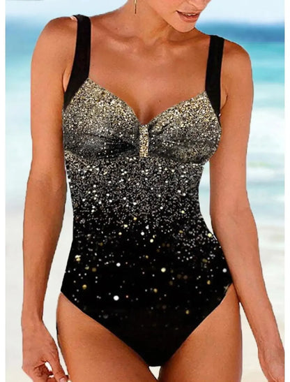 Women’s One-Piece Swimsuit – Shaping Fit – Built-In Bra – Sequin Gradient Design
