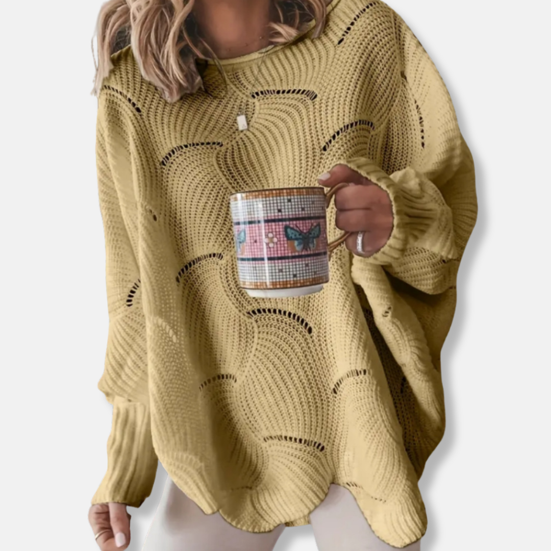 Grace Cotton Blend Oversized Pullover Sweater | Crewneck Tunic Sweater