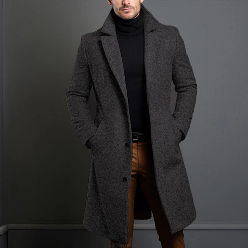 Theodore Tailored Fit Overcoat | Notch Lapel Button Front Overcoat