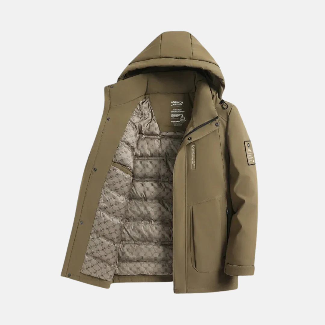 Arthur Hooded Down Jacket | Quilted Lining Pockets Down Jacket