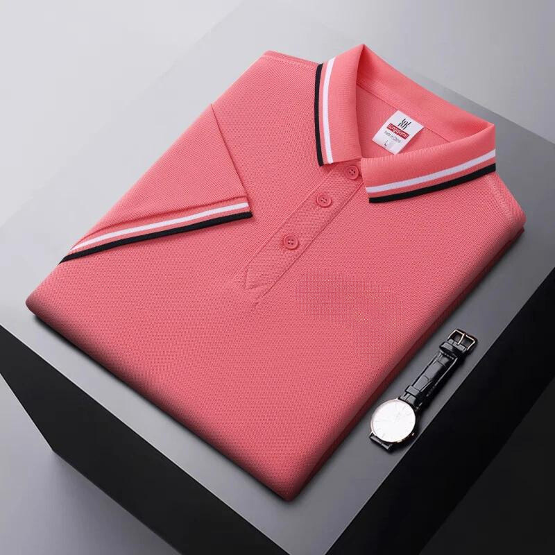Men’s Polo Shirt – Regular Fit – Breathable Blend – Striped Collar Casual Style