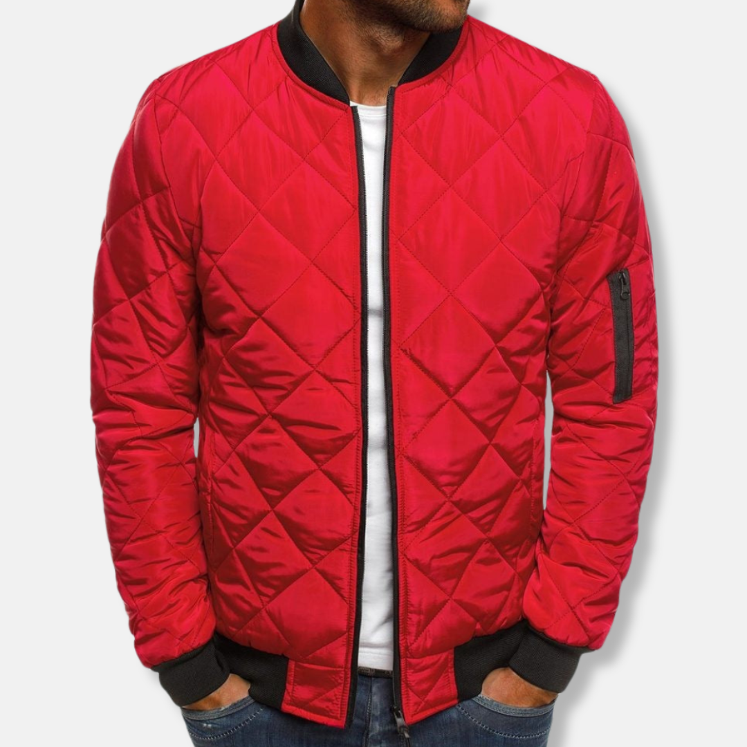 Oscar Regular Fit Quilted Jacket | Banded Collar Zip Pocket Quilted Jacket