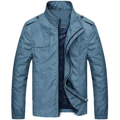 Men’s Cargo Jacket – Regular Fit – Lightweight – Water-Resistant – High Collar – Epaulets