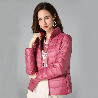 Women’s Quilted Jacket – Slim Fit – Waterproof – High Collar – Hip Length