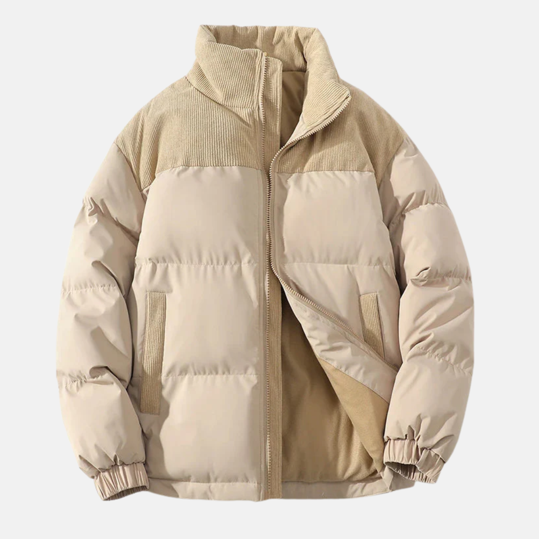 Charles Quilted Puffer Jacket | Ribbed Color Block Jacket