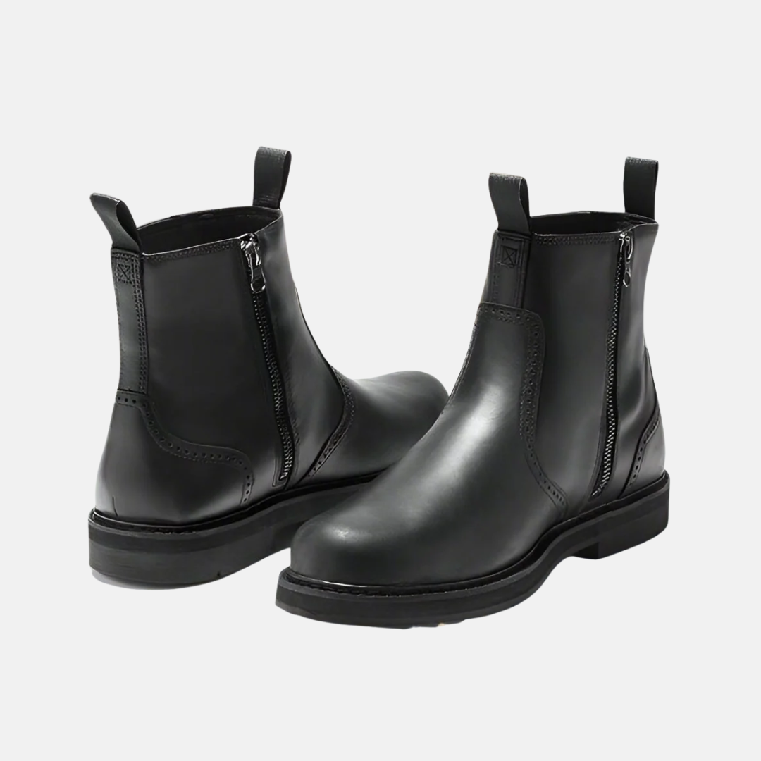 Men’s Chelsea Boots – Streamlined Fit – Leather Feel – Elastic Sides – Rubber Sole