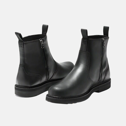 Men’s Chelsea Boots – Streamlined Fit – Leather Feel – Elastic Sides – Rubber Sole