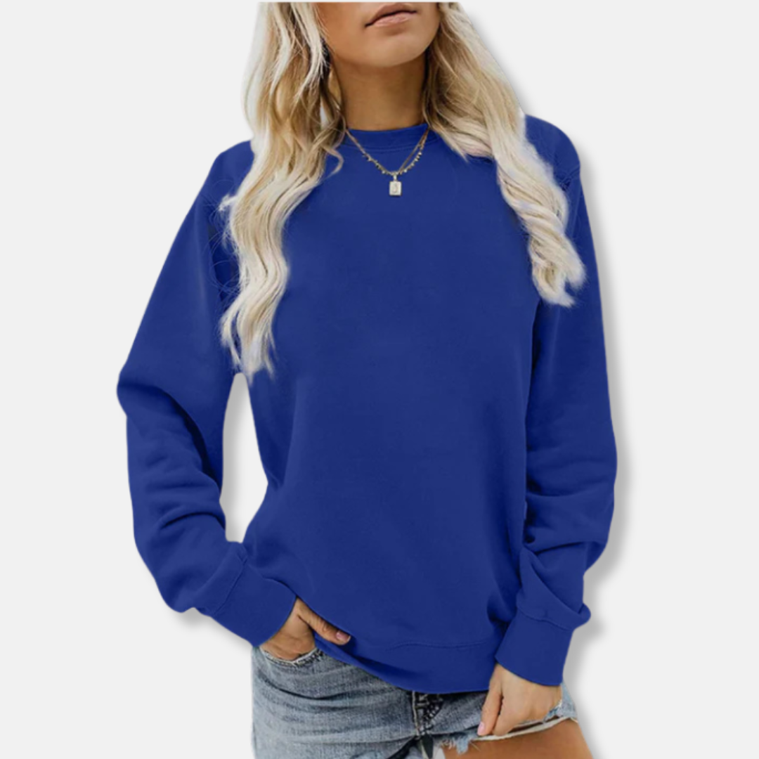 Women’s Crewneck Sweatshirt – Relaxed Fit – Cotton Knit – Ribbed Trim – Casual Wear