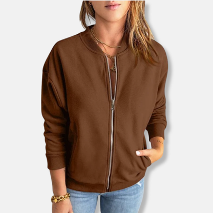 Women’s Jacket – Relaxed Fit – Zip Front – Ribbed Hem and Cuffs