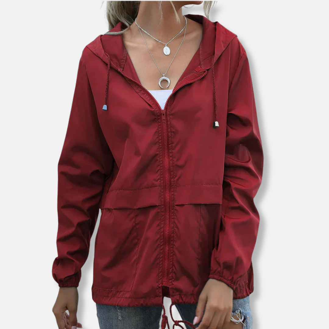 Women’s Hooded Jacket – Lightweight Woven Fabric – Relaxed Fit – Zip Front Casual Layer